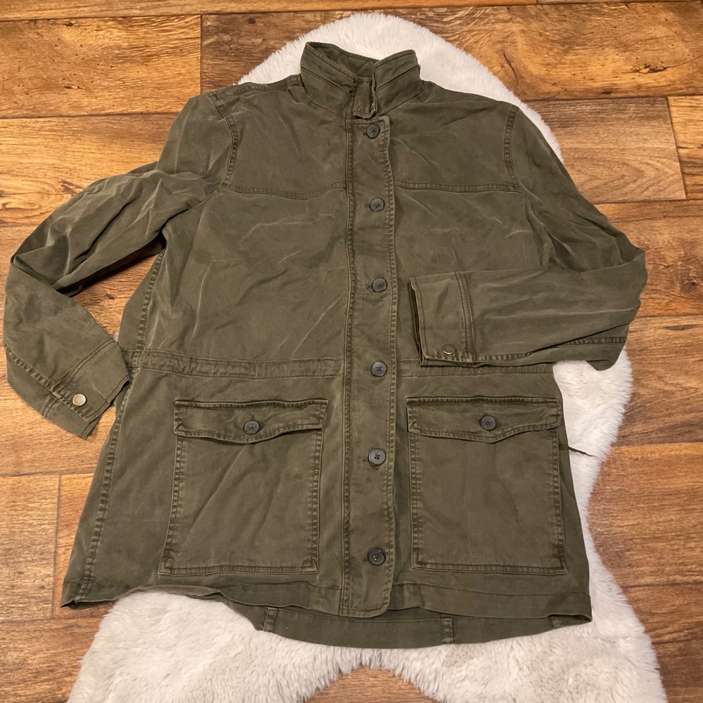 Lucky Brand Size XL Utility Jacket Button Zip Front Olive Green Women's